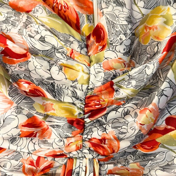 Cinq à Sept Floral Center Ruched Walker Dress Size 14 - Picture 4 of 5